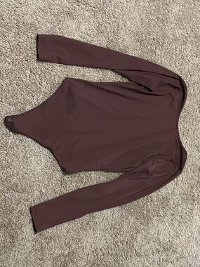 Abercrombie & Fitch Long Sleeve Scoop Bodysuit brown